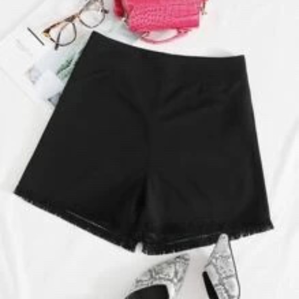 Zip Back Raw Hem Shorts